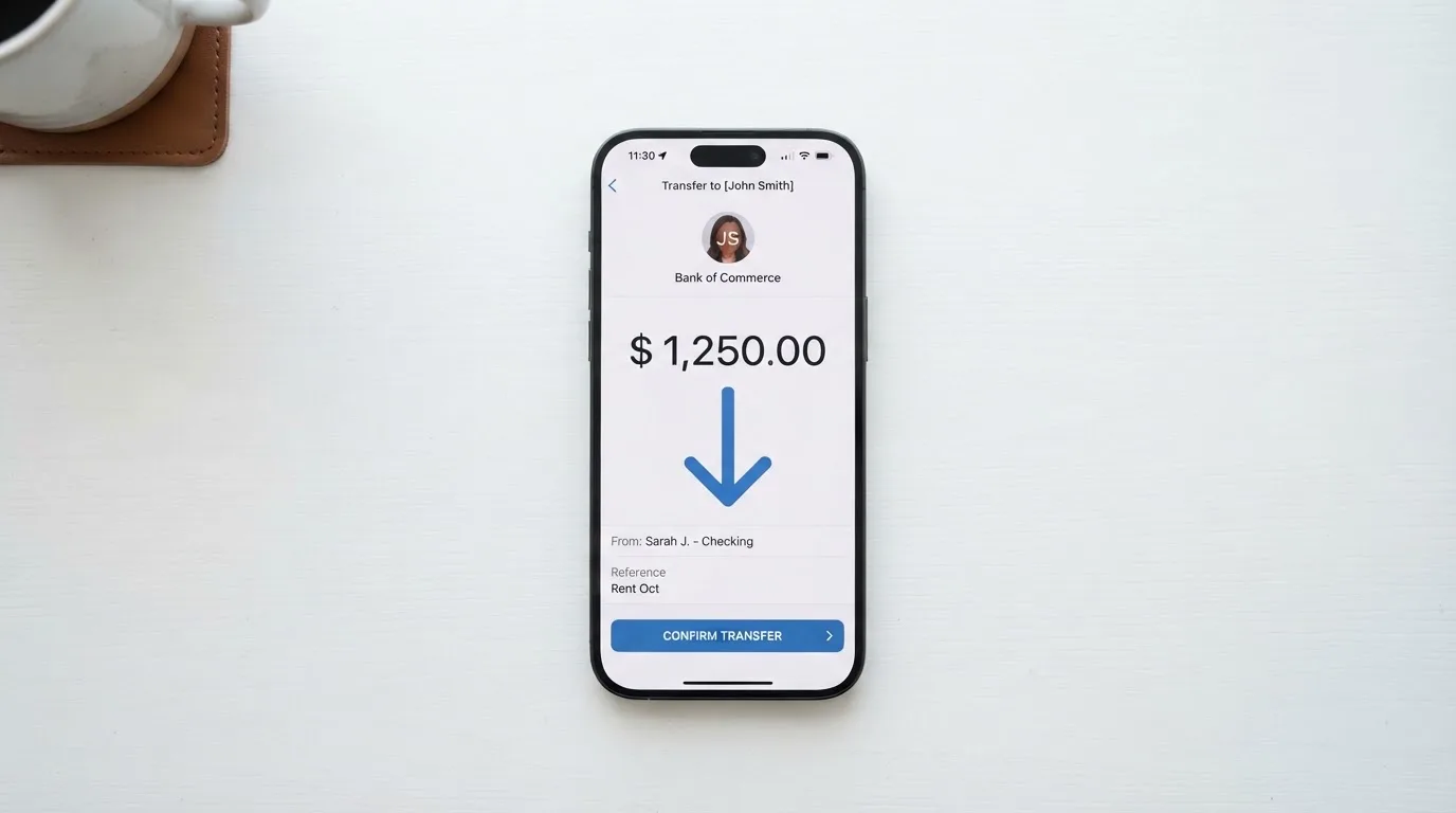A phone showing a stablecoin transfer screen
