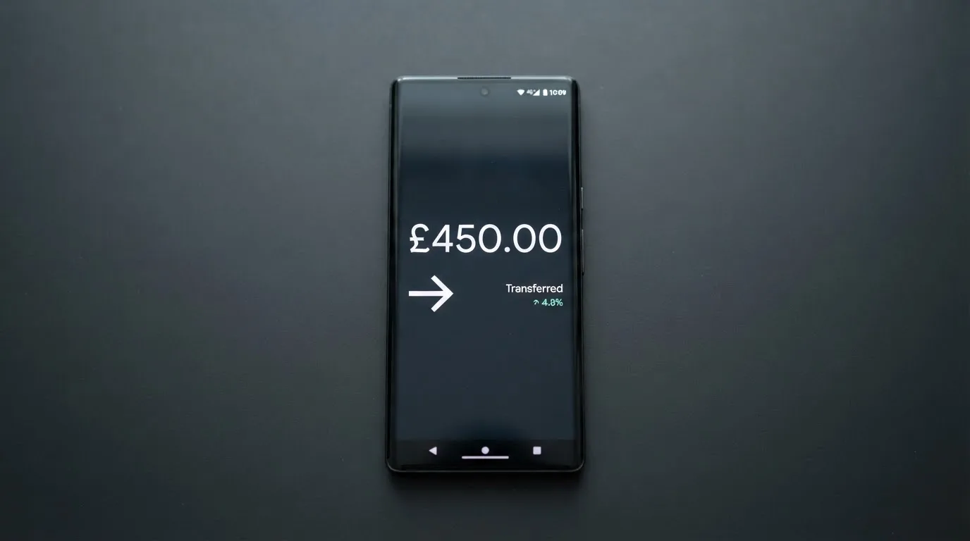 A phone showing a stablecoin transfer screen
