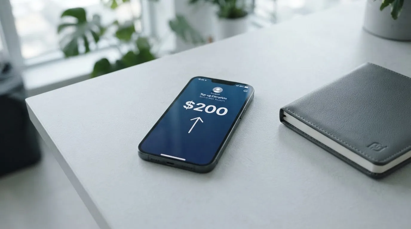 A phone showing a stablecoin transfer screen