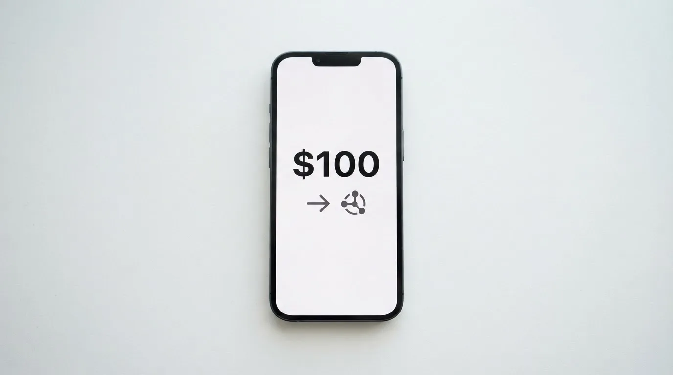 A phone showing a stablecoin transfer screen