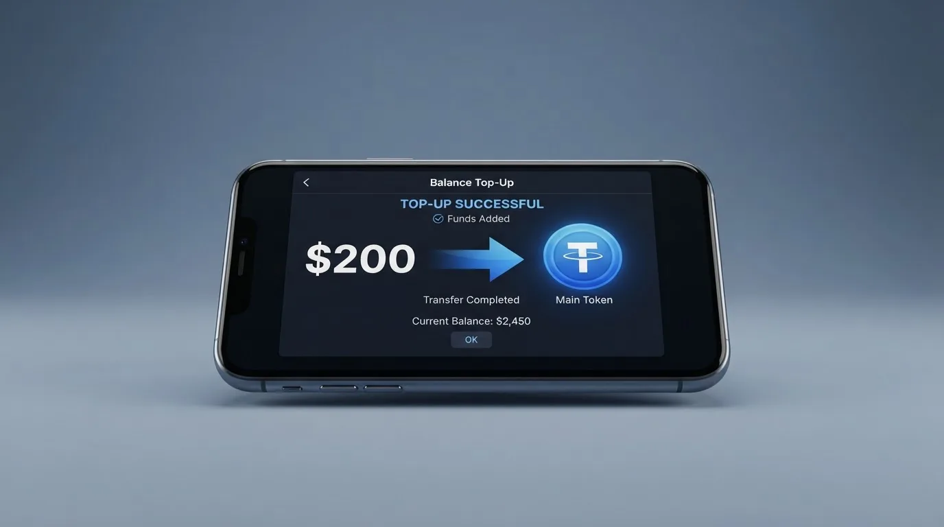 A phone showing a stablecoin transfer screen