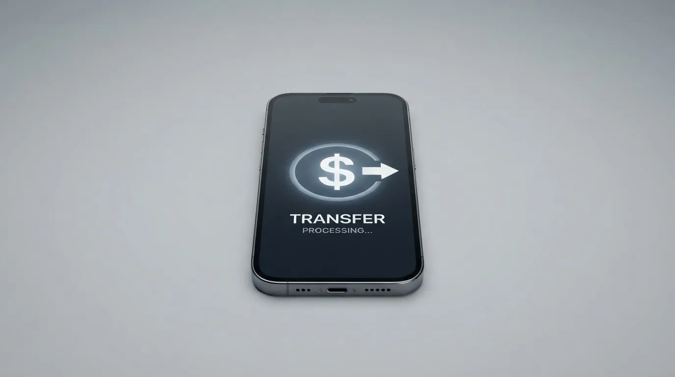 A phone showing a stablecoin transfer screen