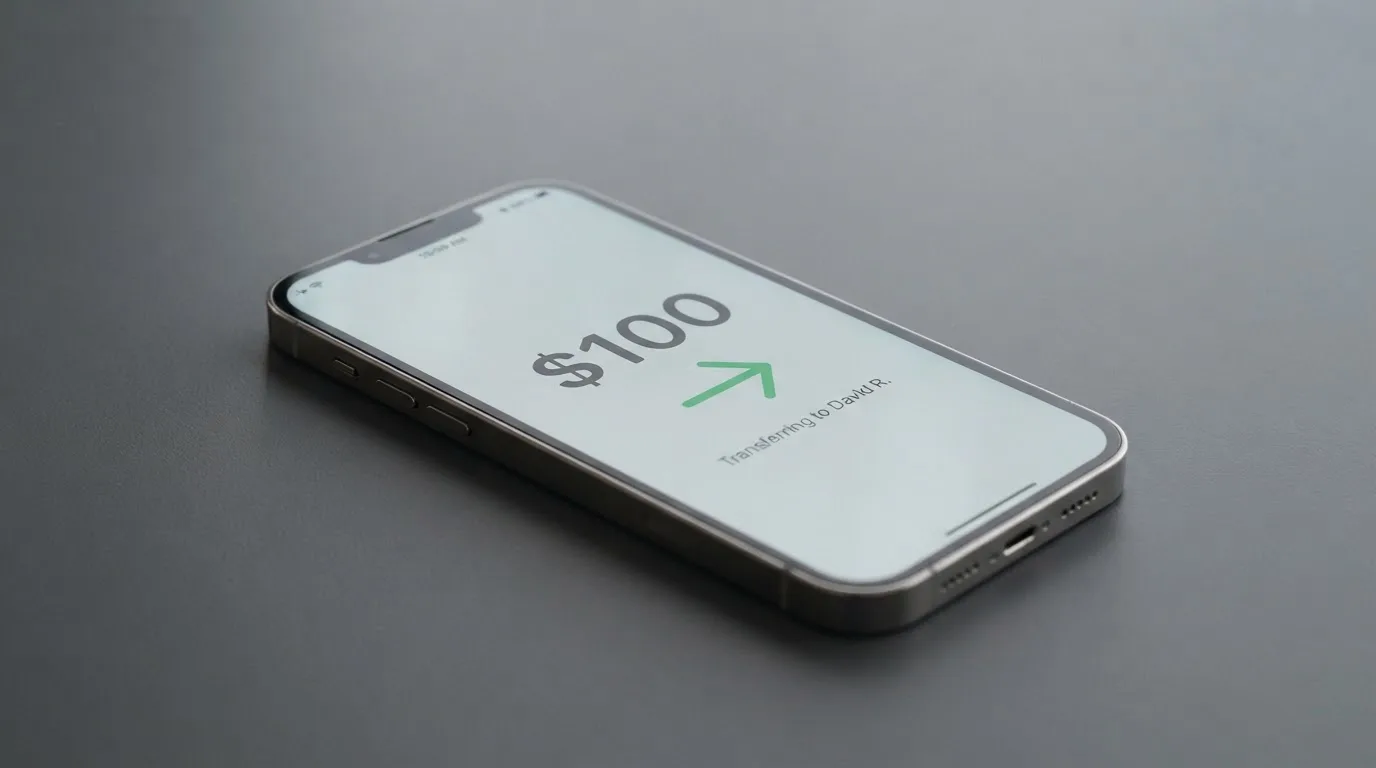 A phone showing a stablecoin transfer screen