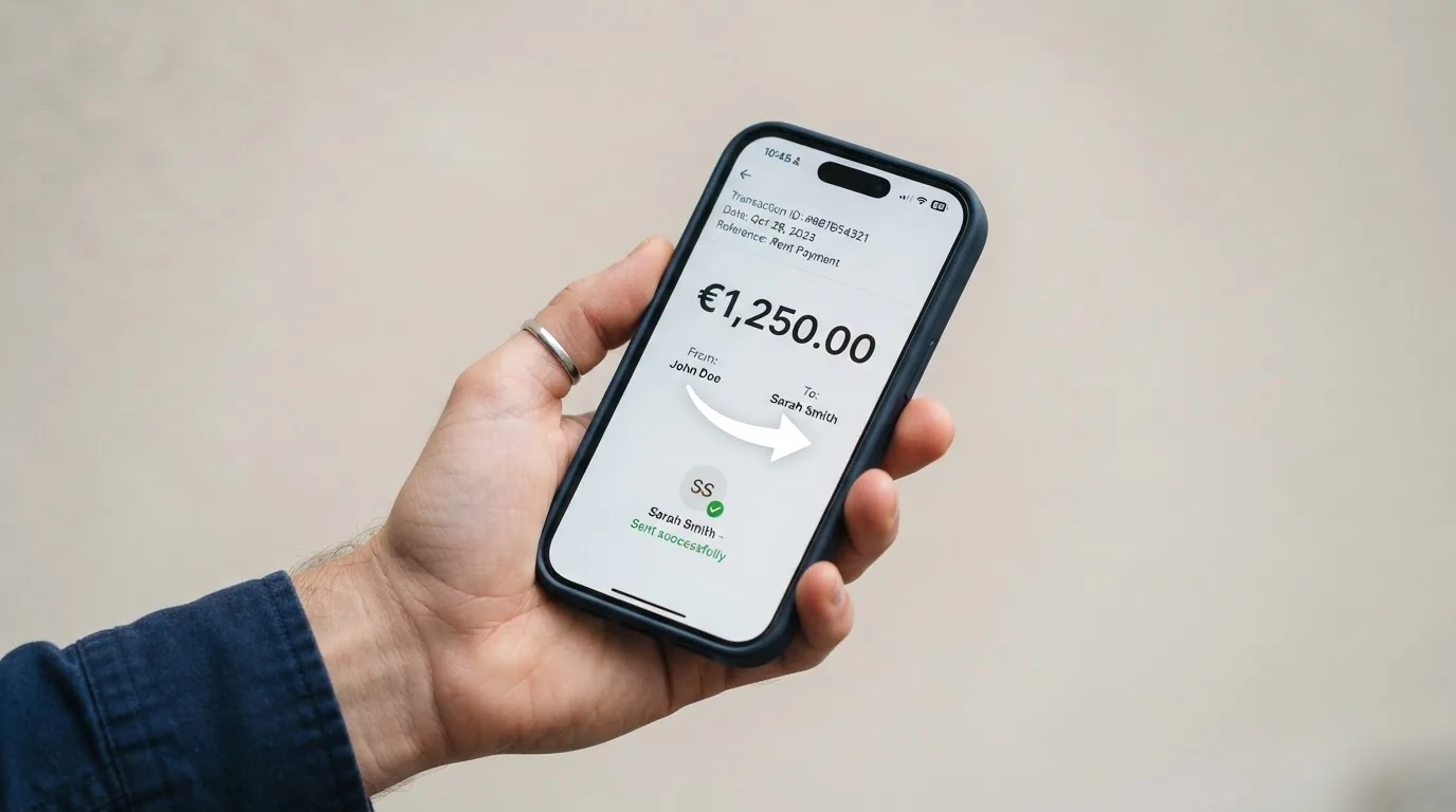 A phone showing a stablecoin transfer screen