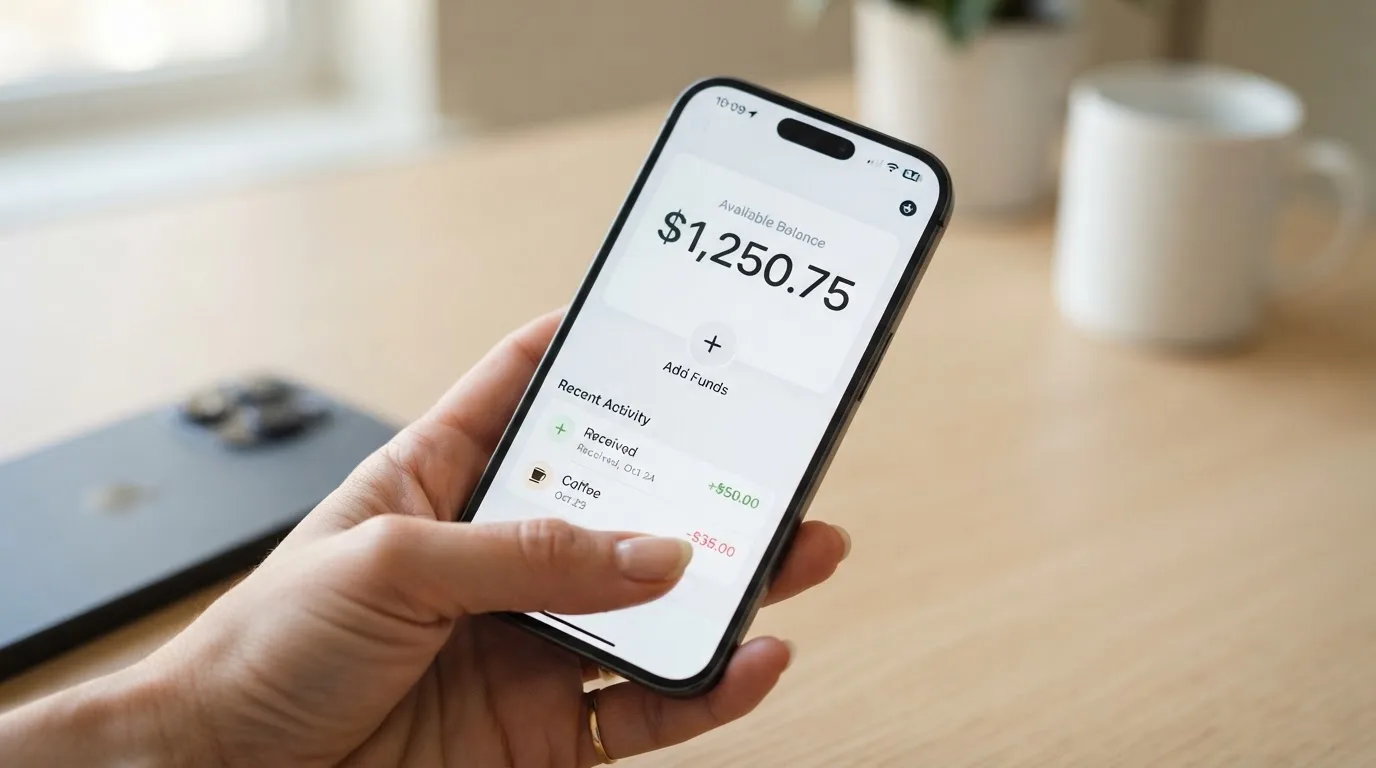 A phone showing a stablecoin transfer screen