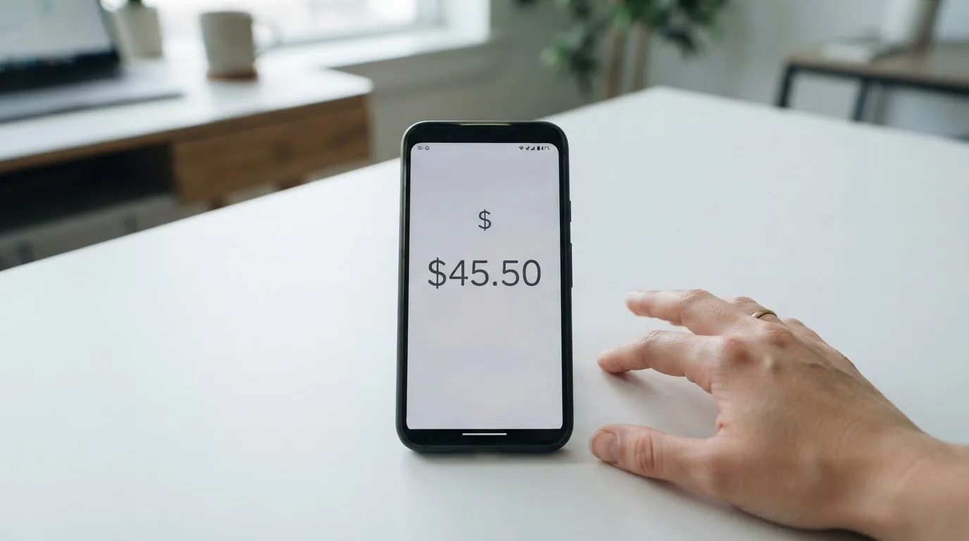 A phone showing a stablecoin transfer screen