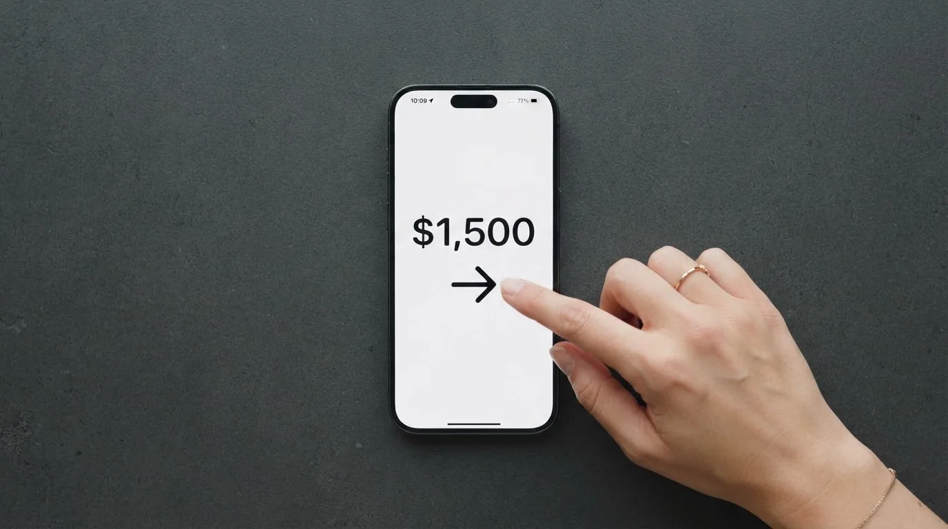 A phone showing a stablecoin transfer screen