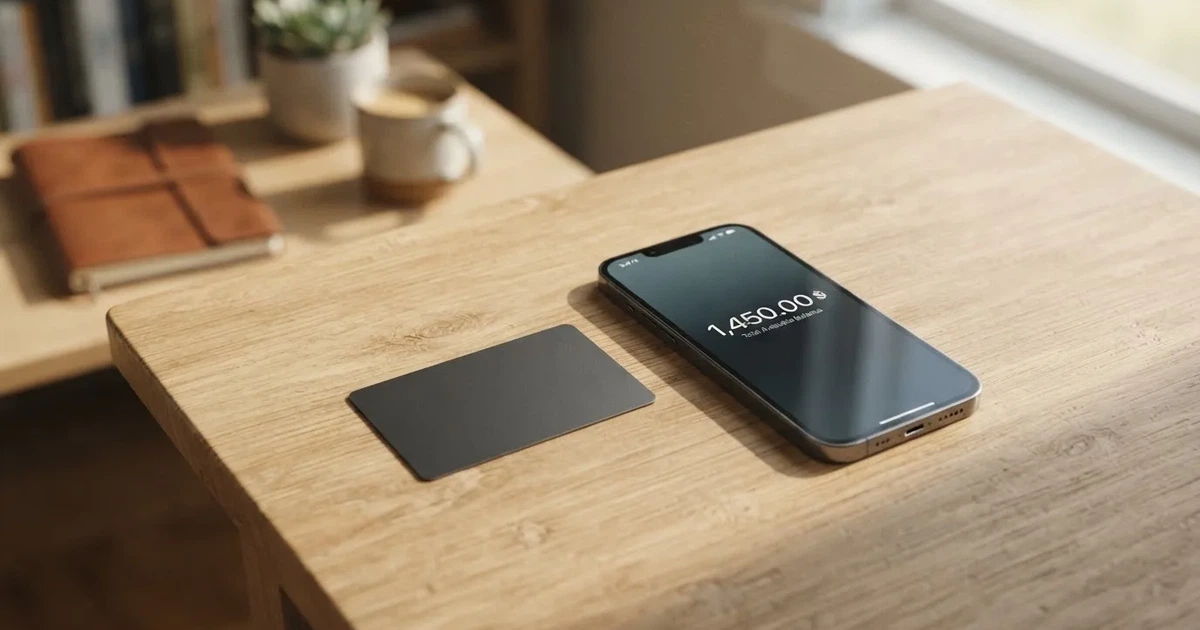 Several payment cards fanned out next to a phone with a crypto wallet app