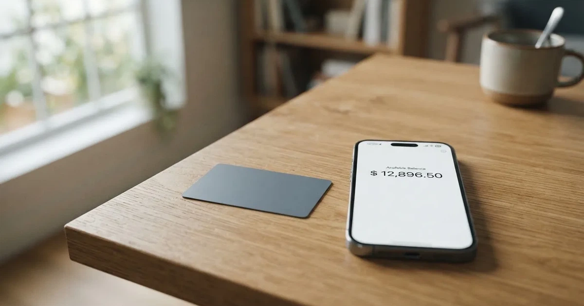A payment card next to a phone with a crypto wallet app open