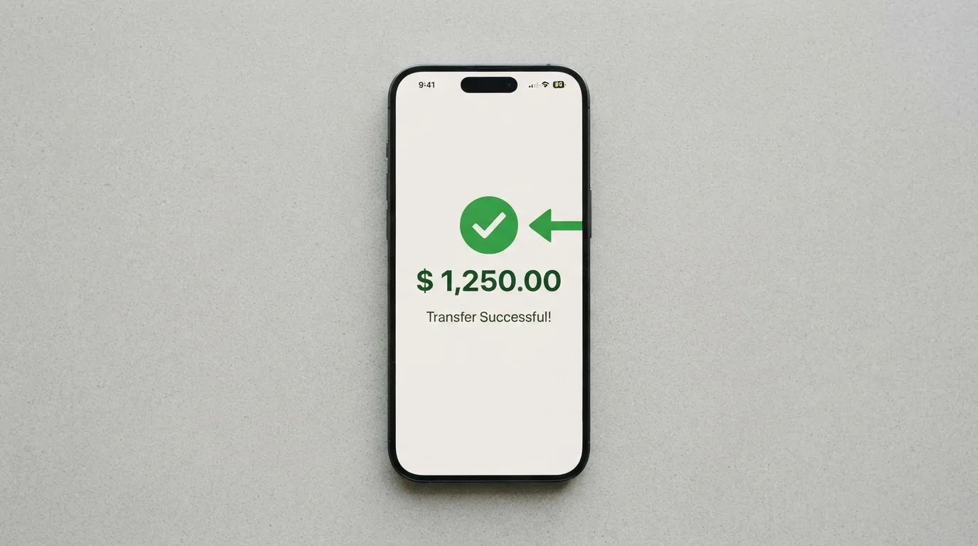 A phone showing a stablecoin transfer screen