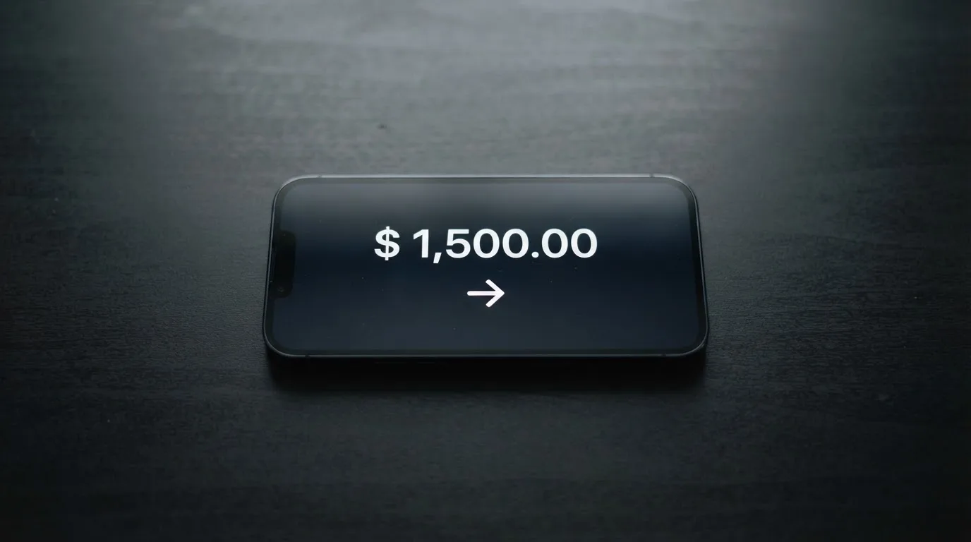 A phone showing a stablecoin transfer screen