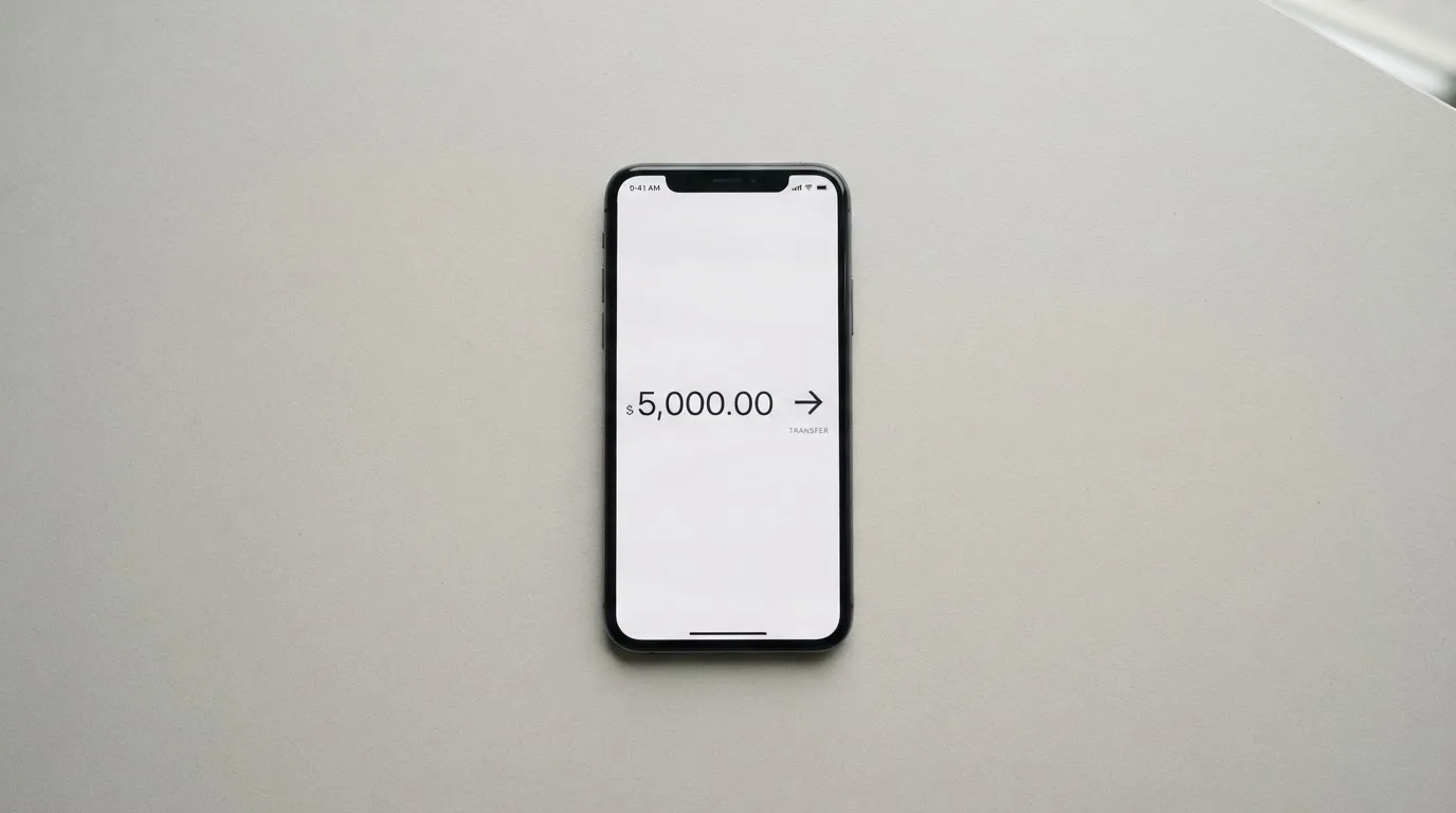 A phone showing a stablecoin transfer screen