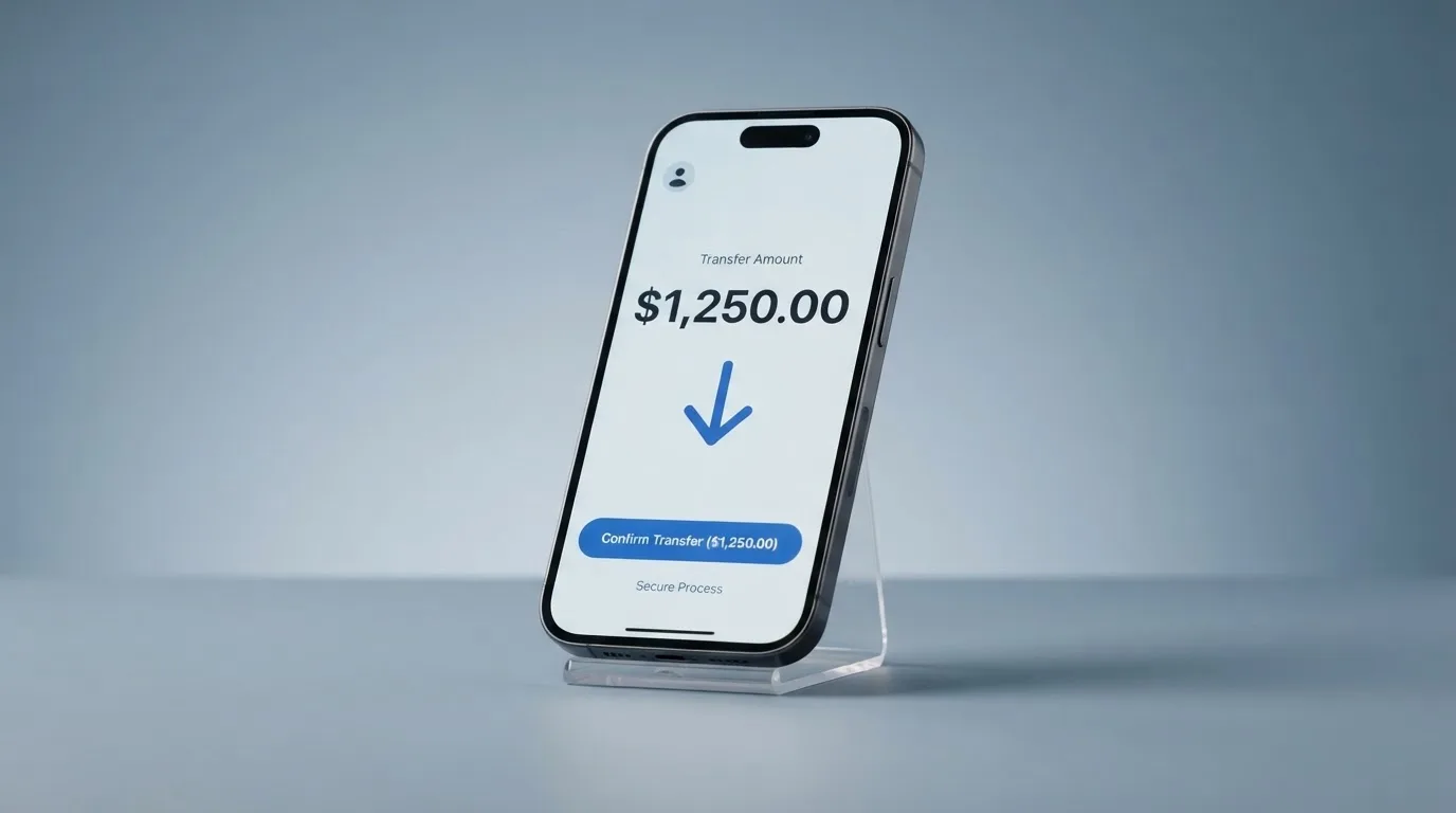 A phone showing a stablecoin transfer screen