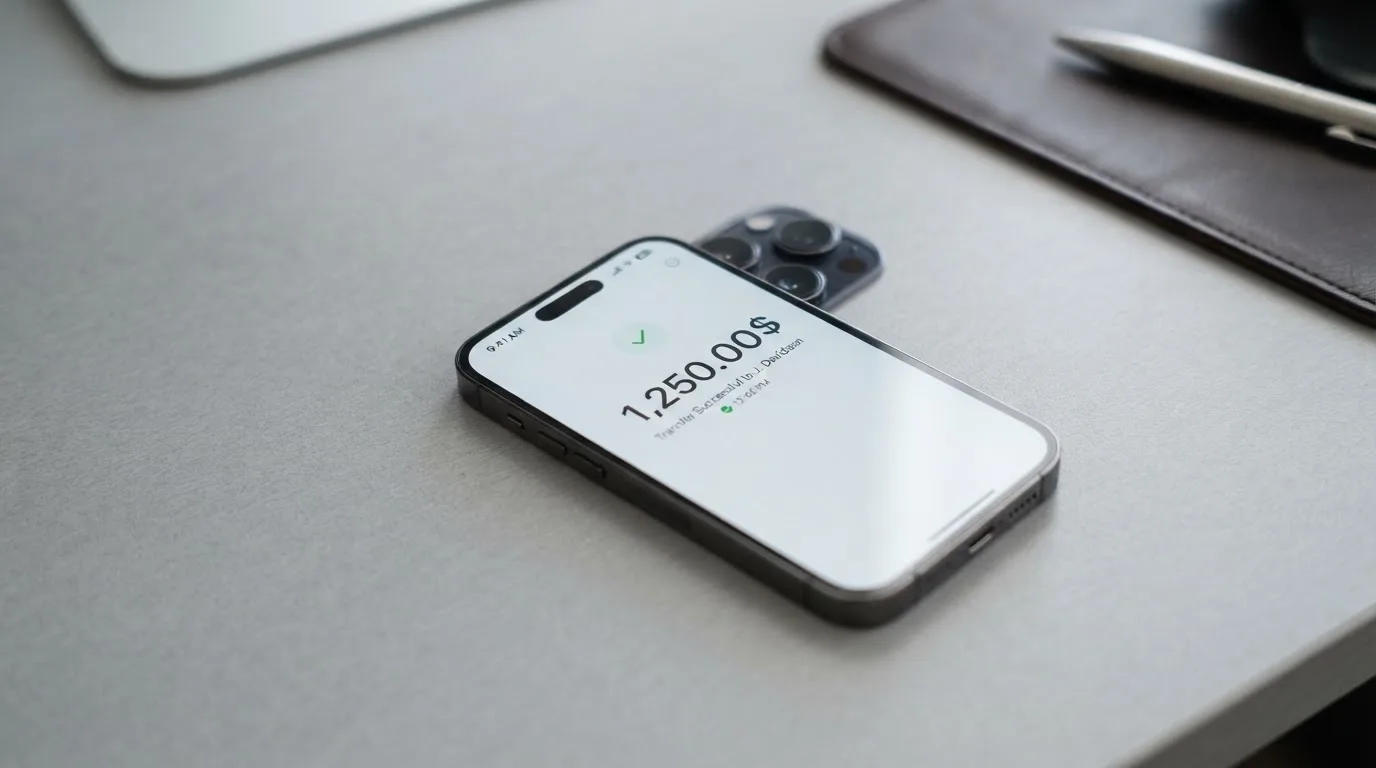 A phone showing a stablecoin transfer screen