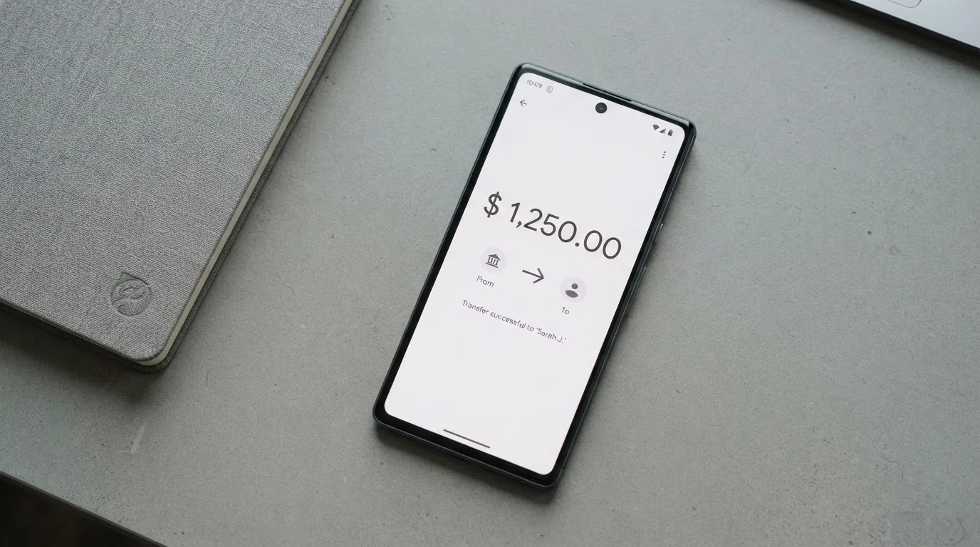 A phone showing a stablecoin transfer screen
