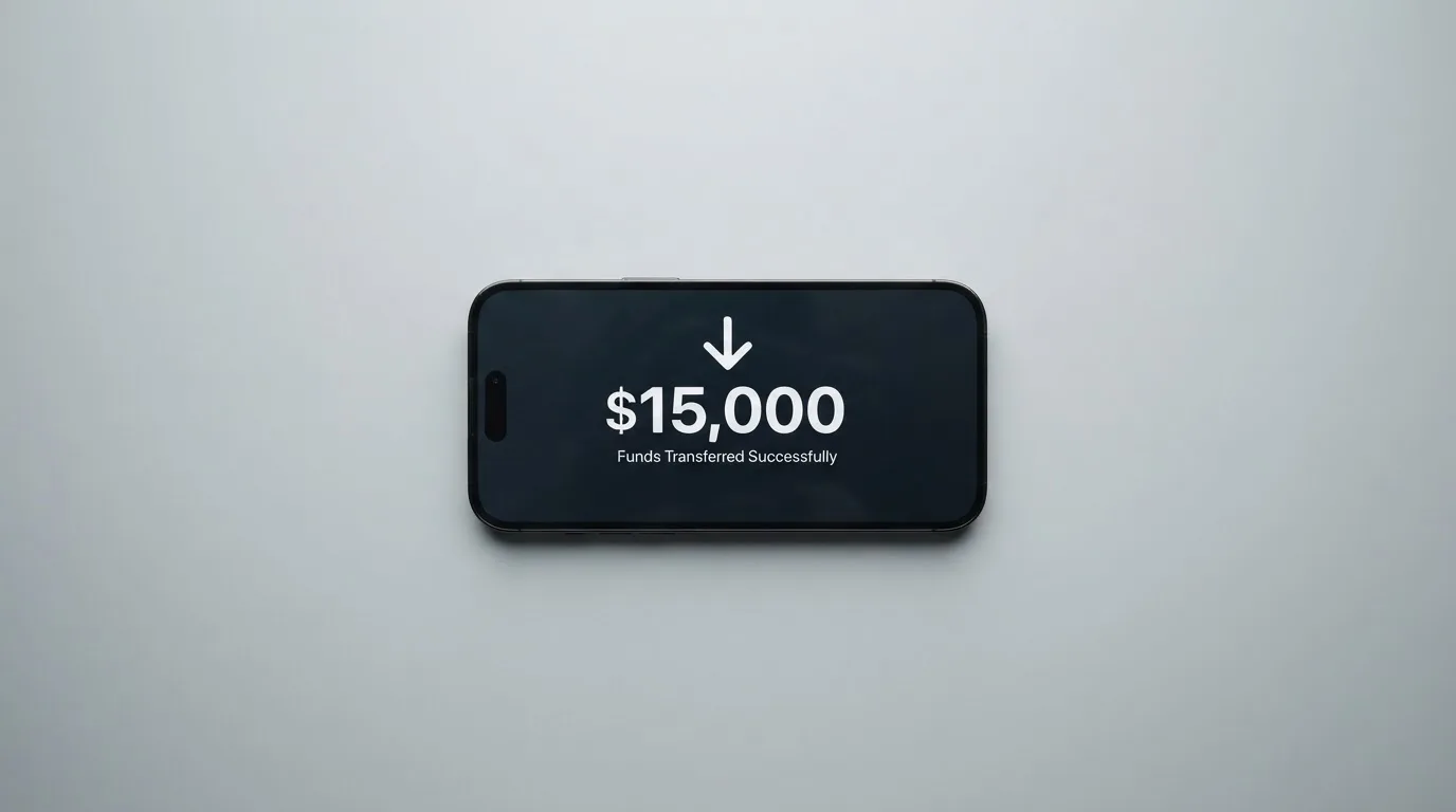 A phone showing a stablecoin transfer screen