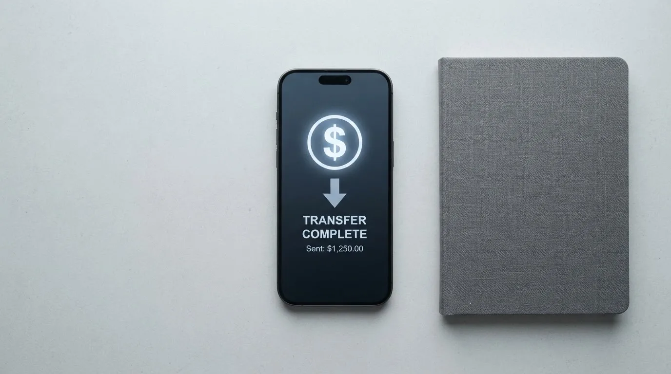 A phone showing a stablecoin transfer screen