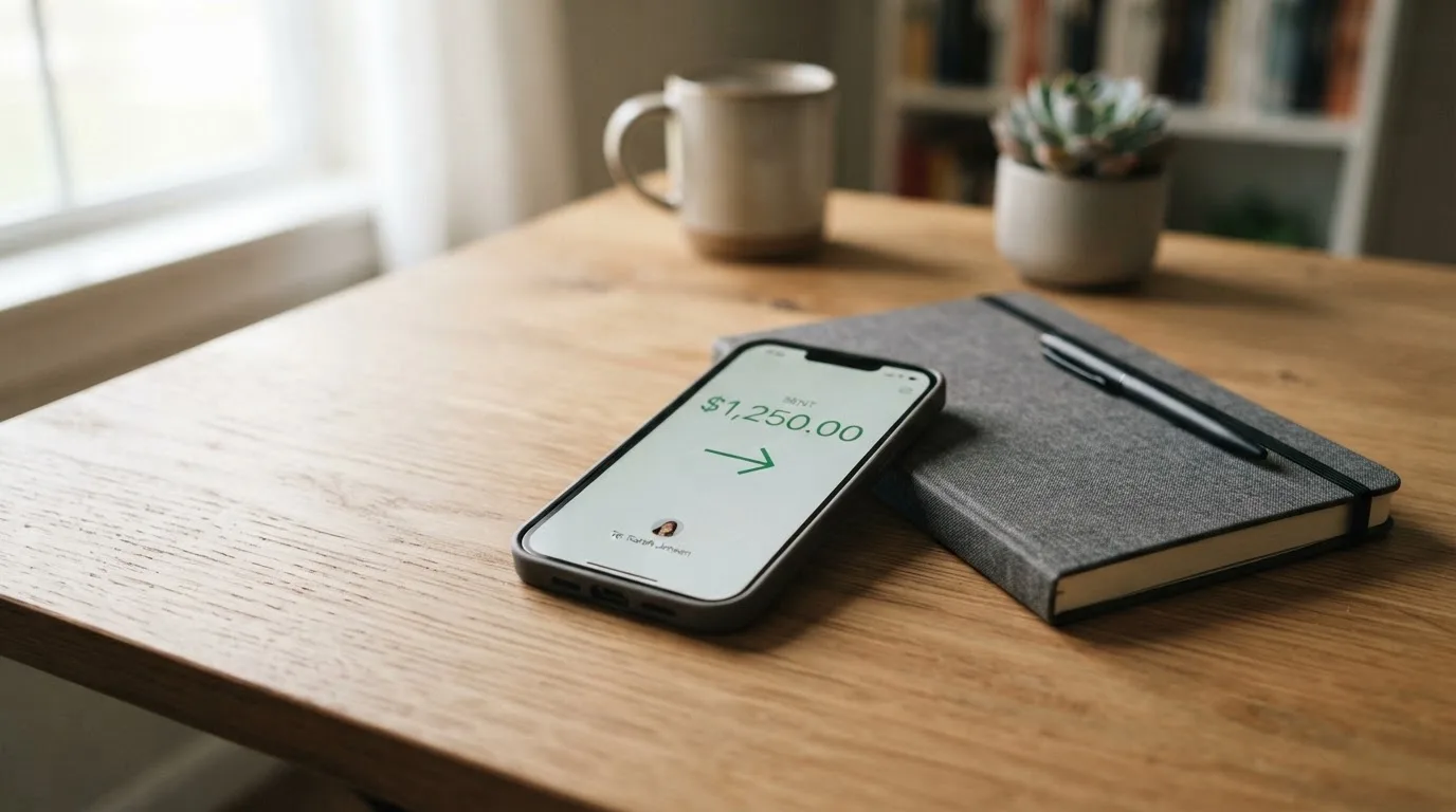 A phone showing a stablecoin transfer screen