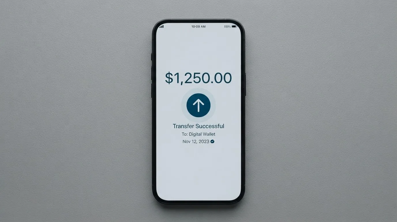 A phone showing a stablecoin transfer screen