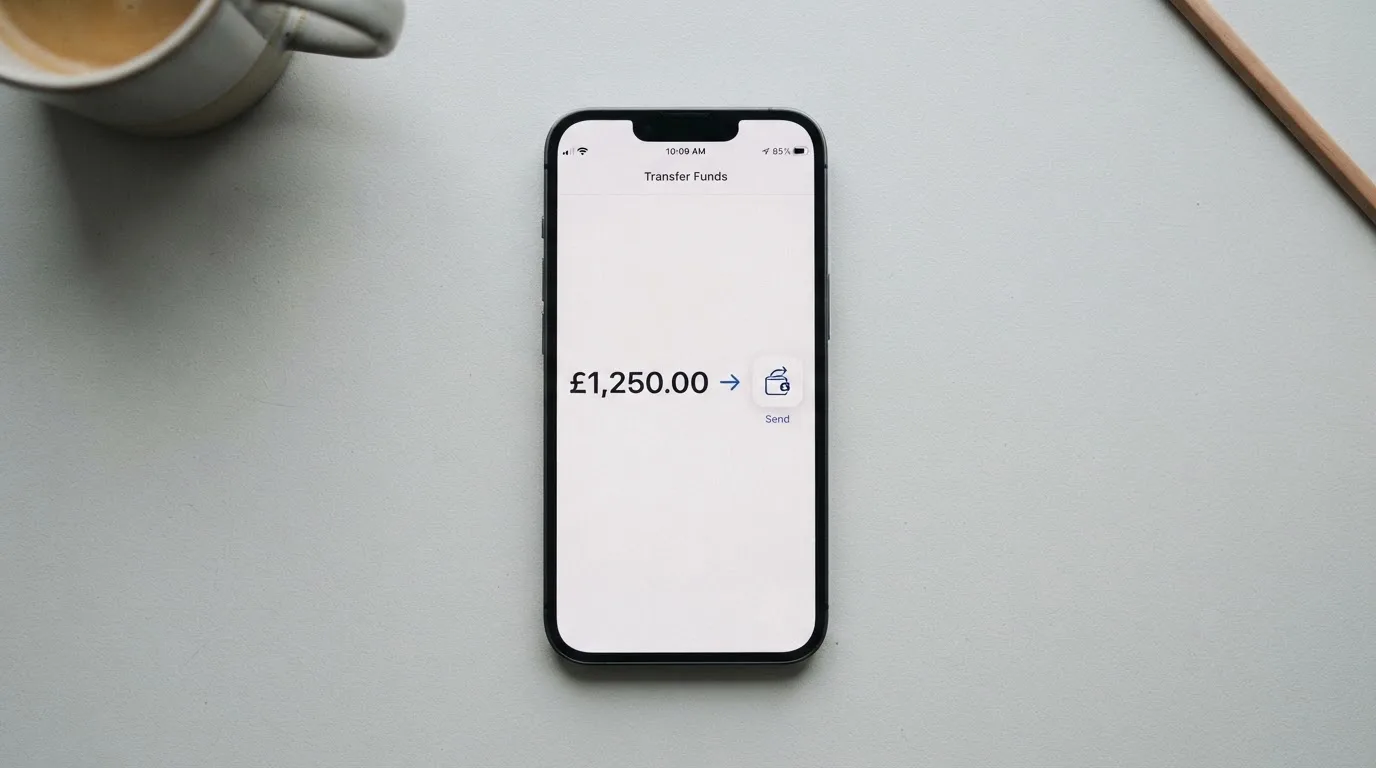 A phone showing a stablecoin transfer screen