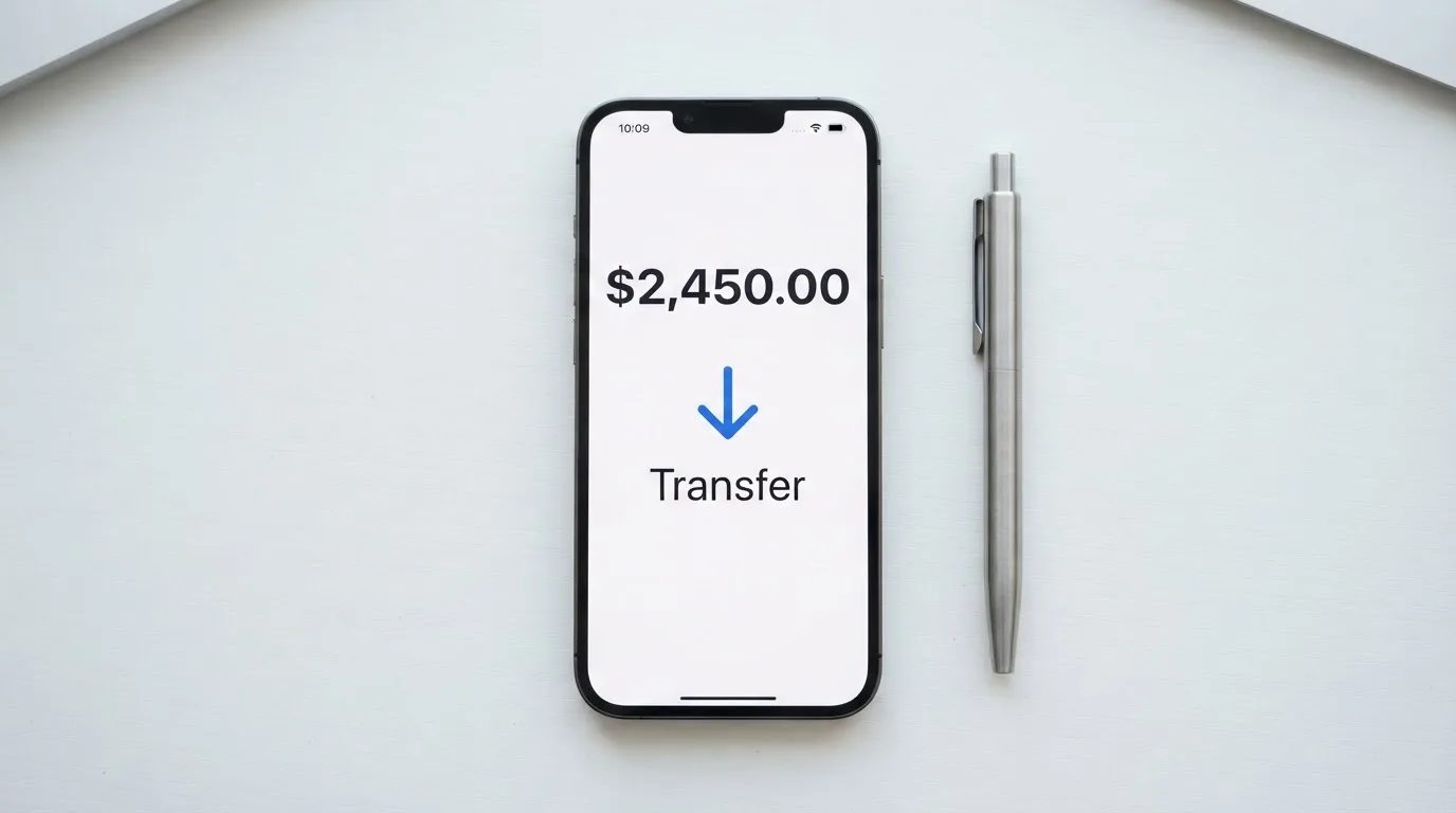 A phone showing a stablecoin transfer screen