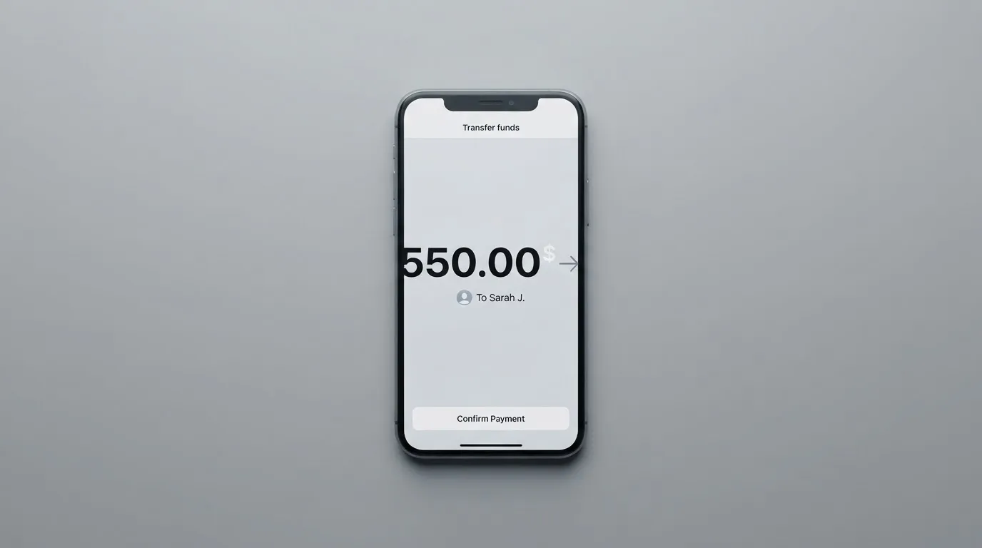 A phone showing a stablecoin transfer screen