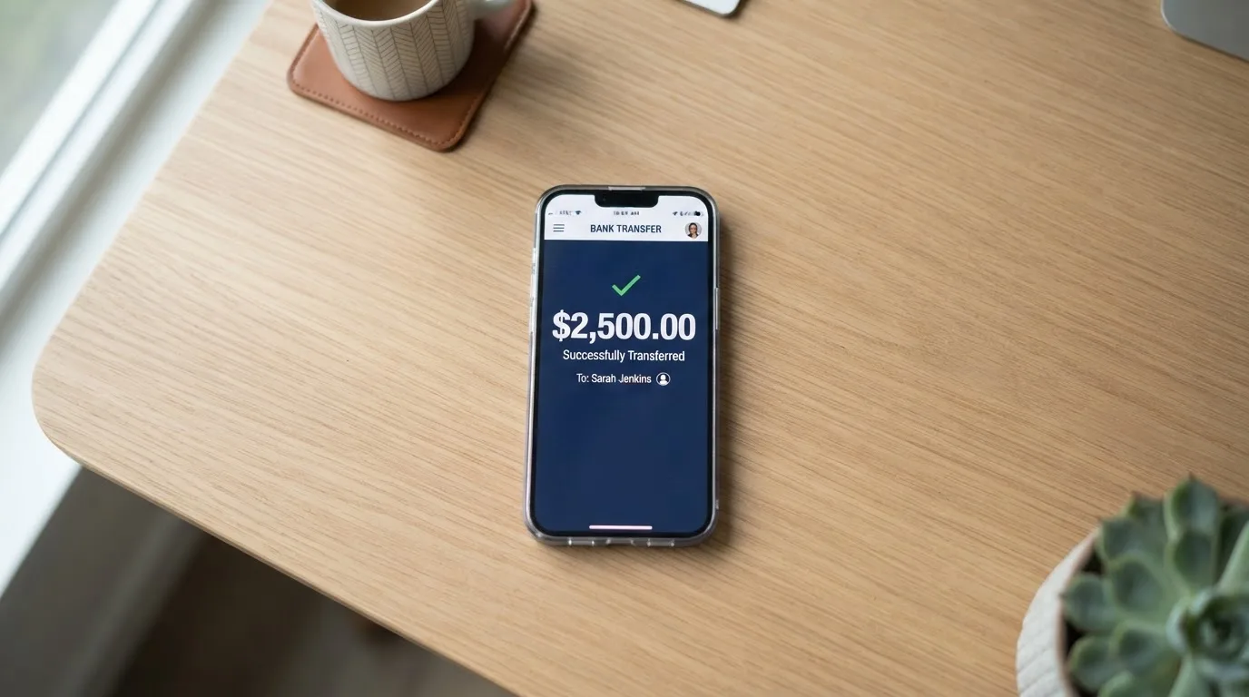 A phone showing a stablecoin transfer screen