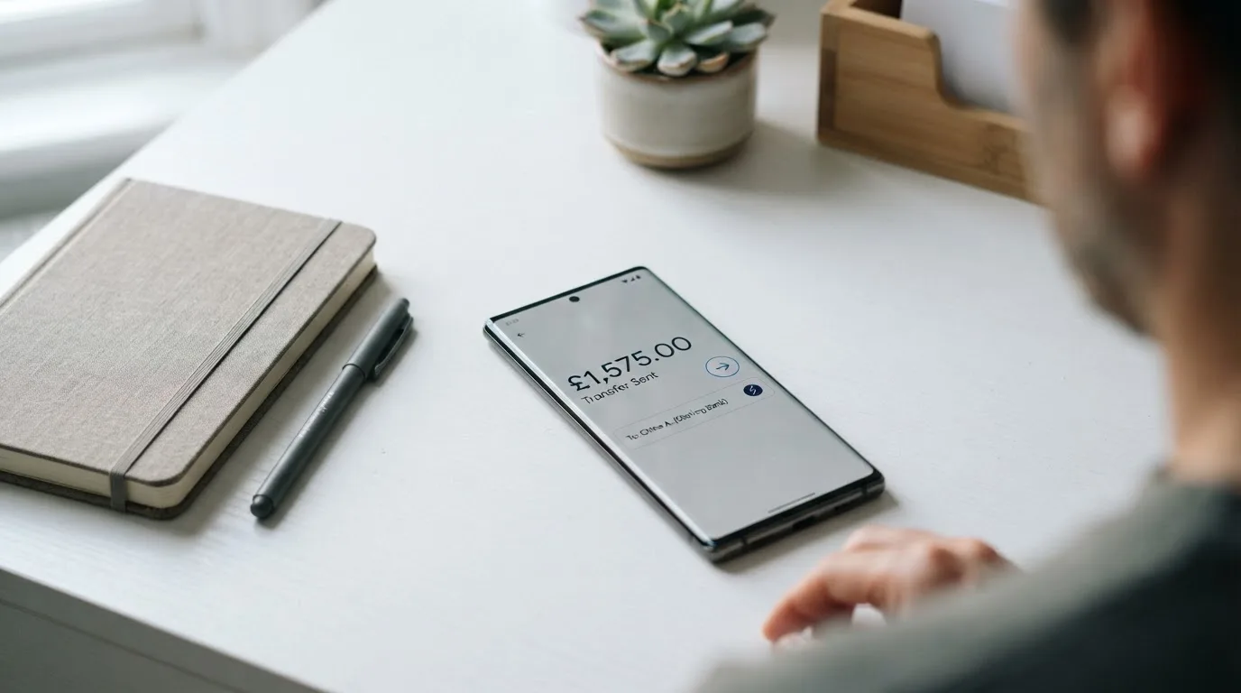 A phone showing a stablecoin transfer screen