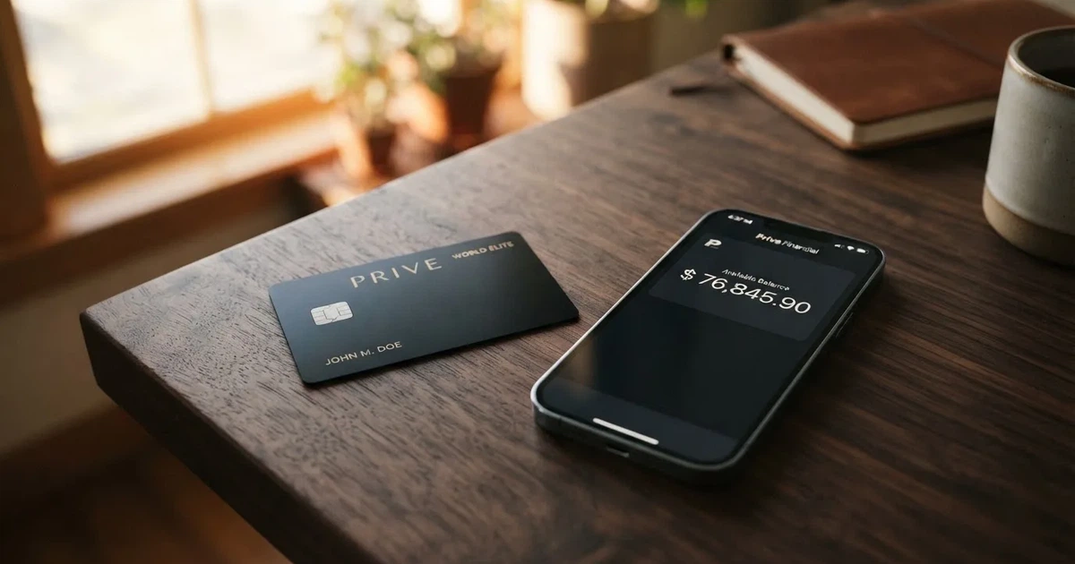 A payment card next to a phone with a crypto wallet app open