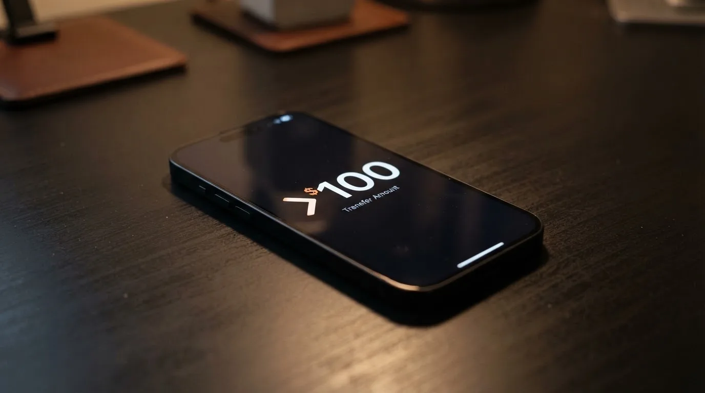 A phone showing a stablecoin transfer screen