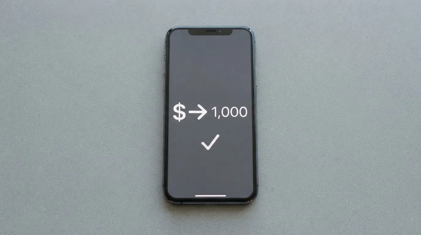 A phone showing a stablecoin transfer screen