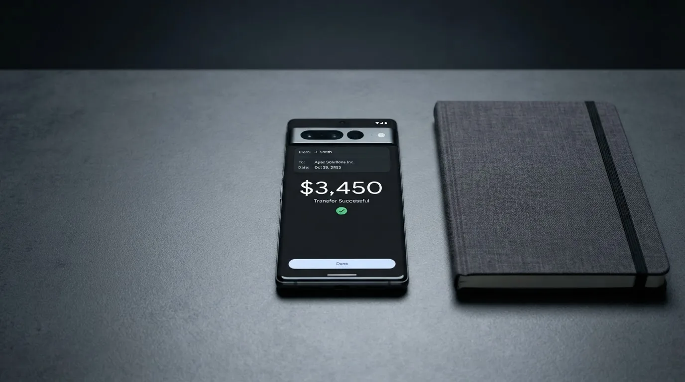 A phone showing a stablecoin transfer screen