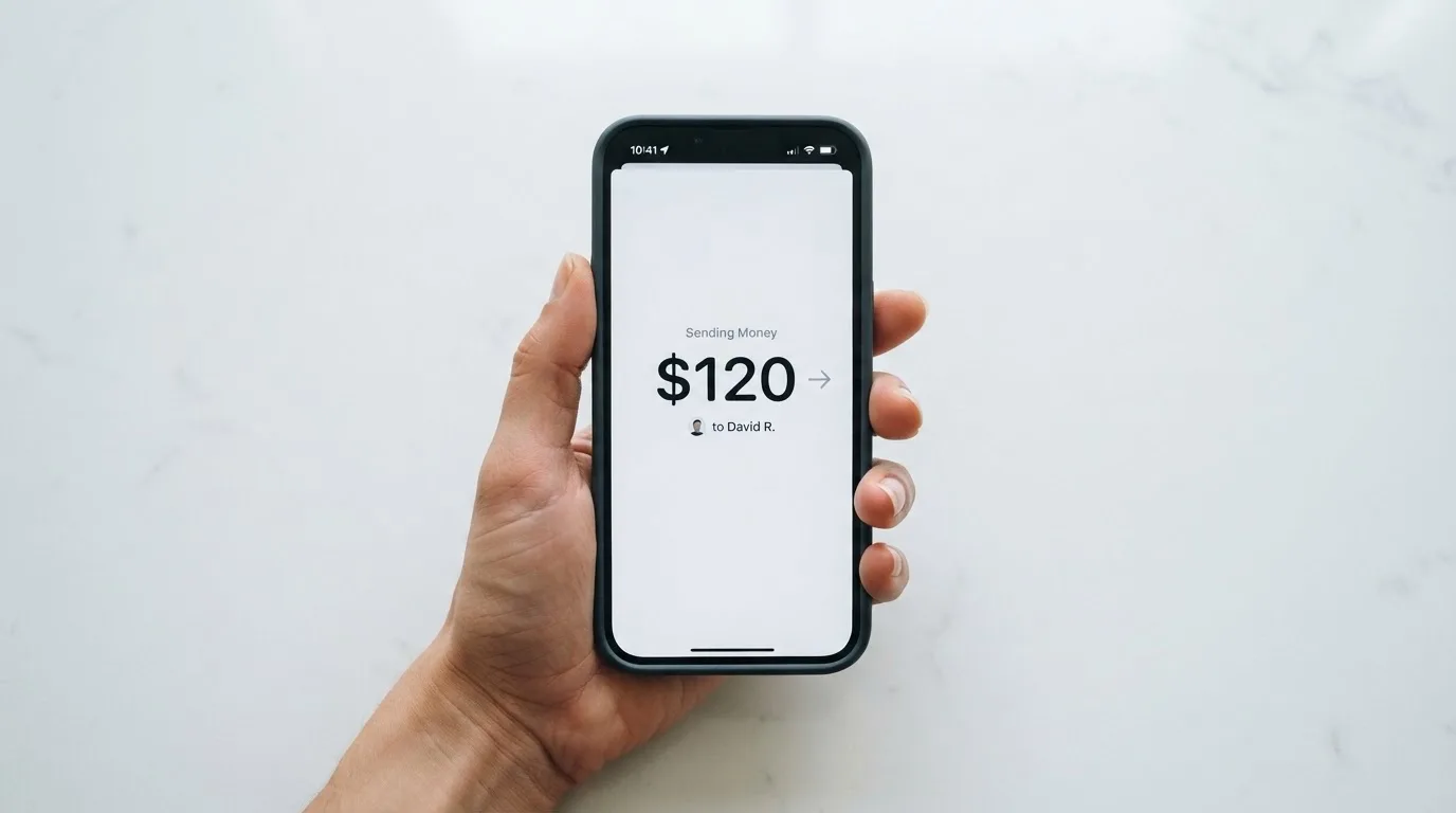 A phone showing a stablecoin transfer screen