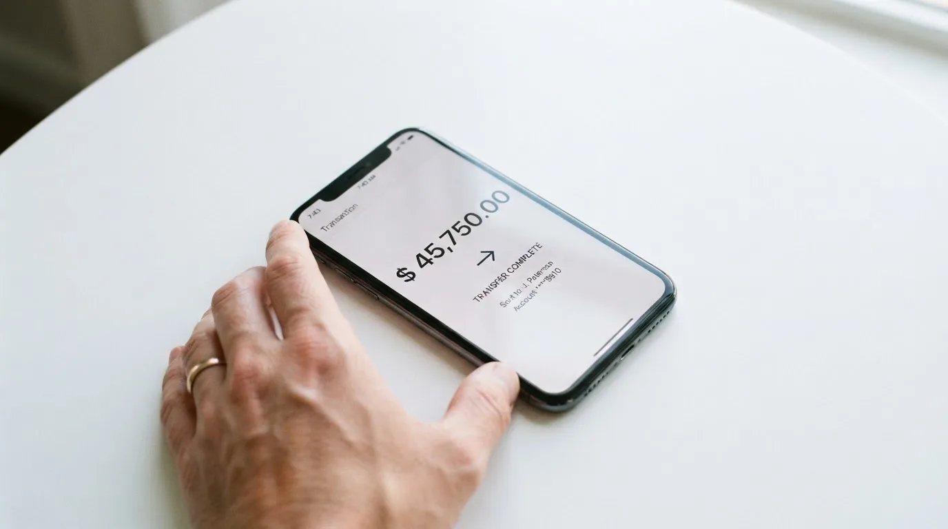 A phone showing a stablecoin transfer screen