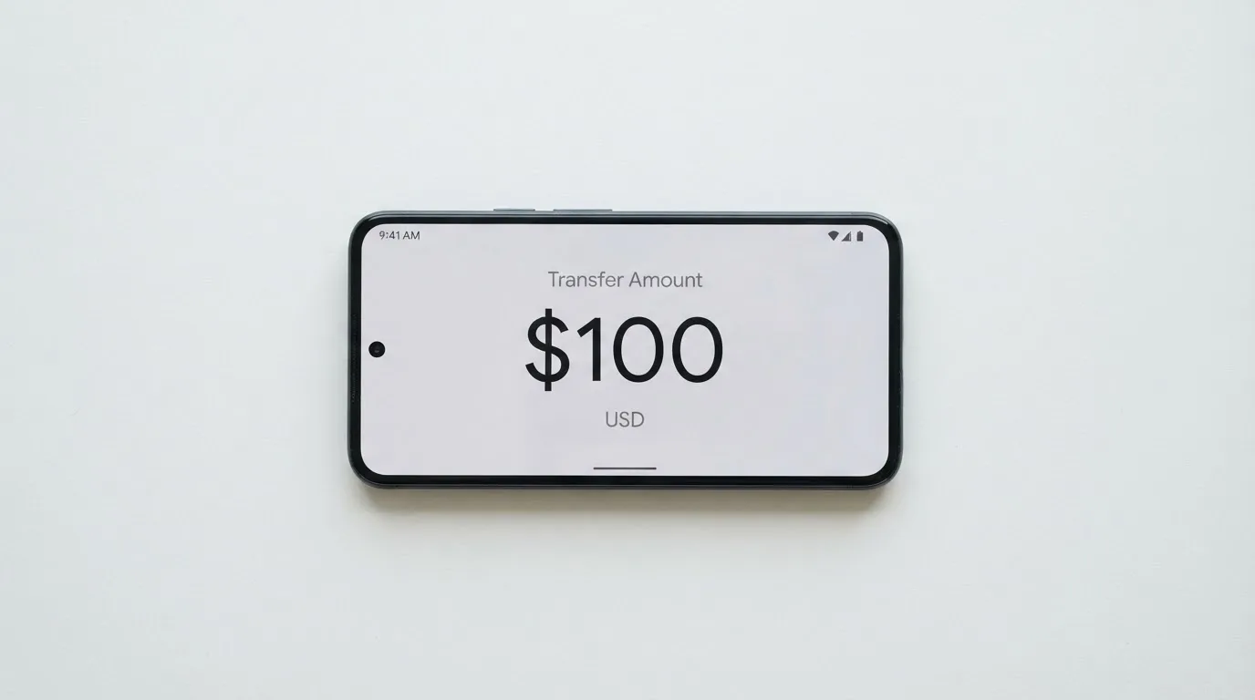 A phone showing a stablecoin transfer screen