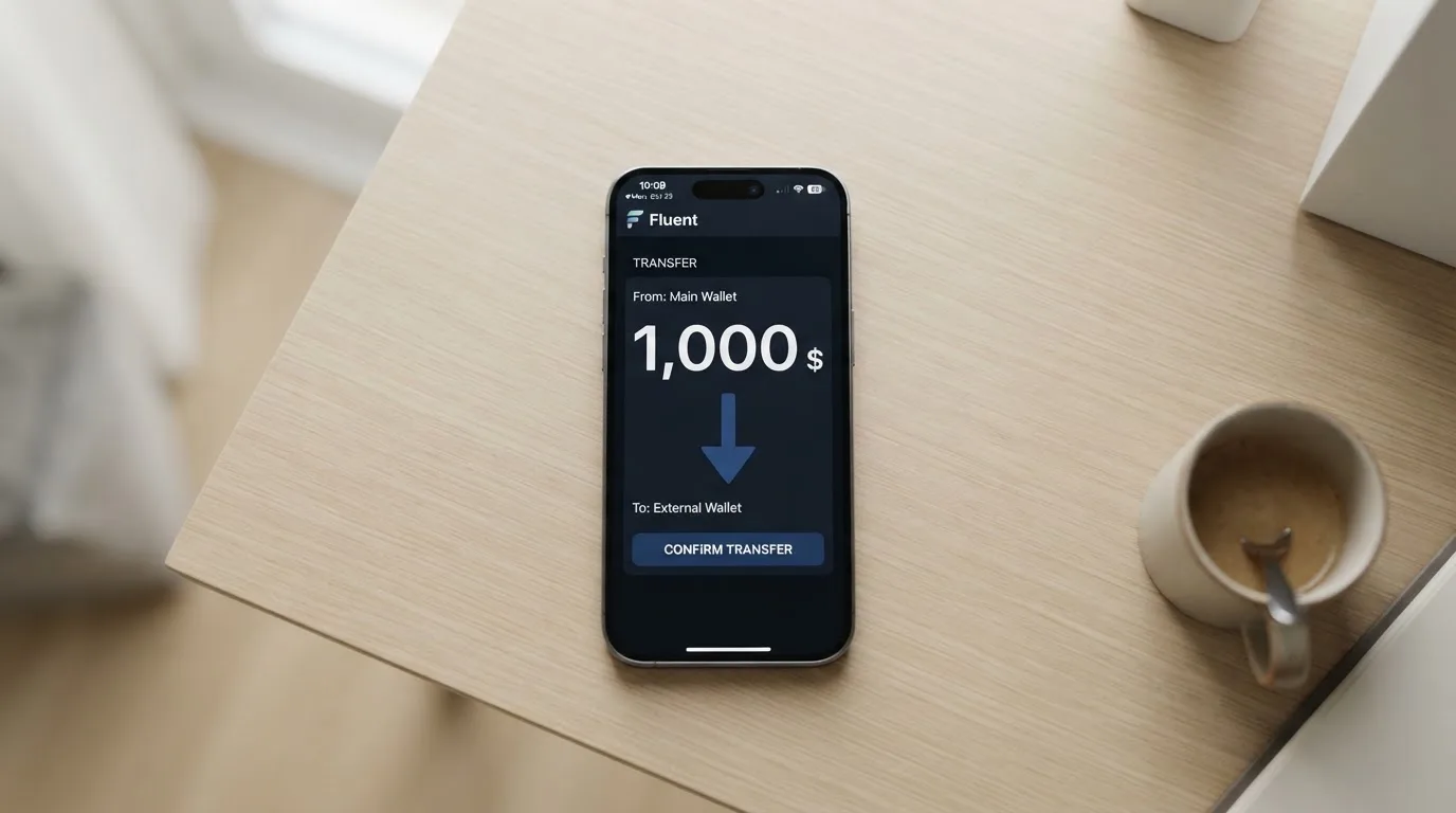 A phone showing a stablecoin transfer screen