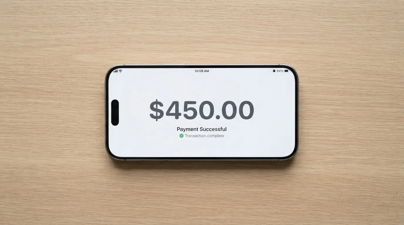 A phone showing a stablecoin transfer screen