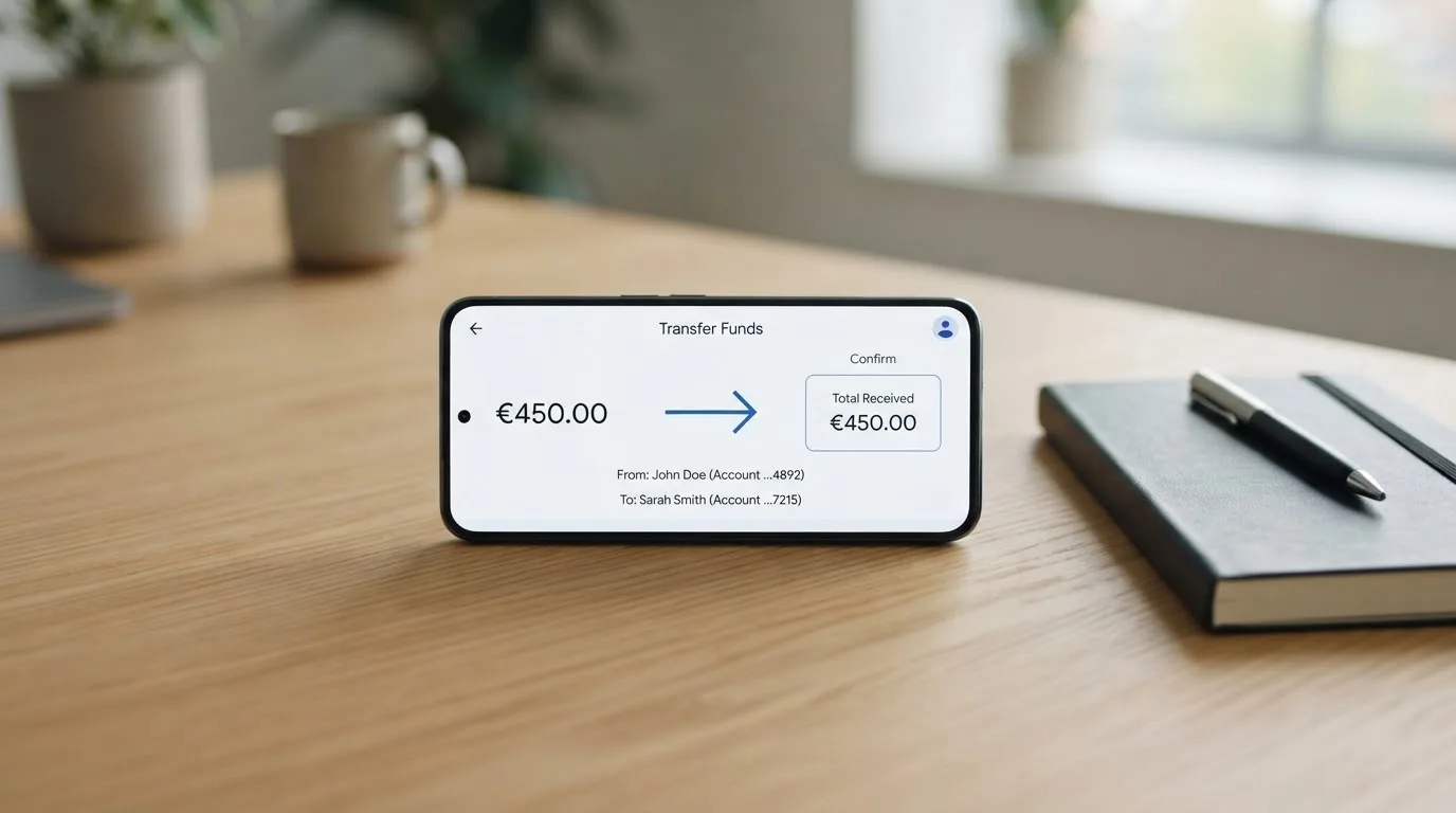 A phone showing a stablecoin transfer screen