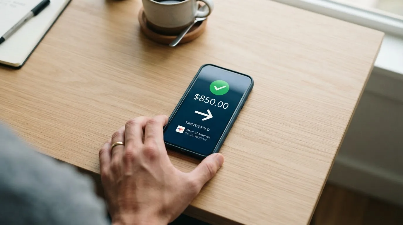 A phone showing a stablecoin transfer screen