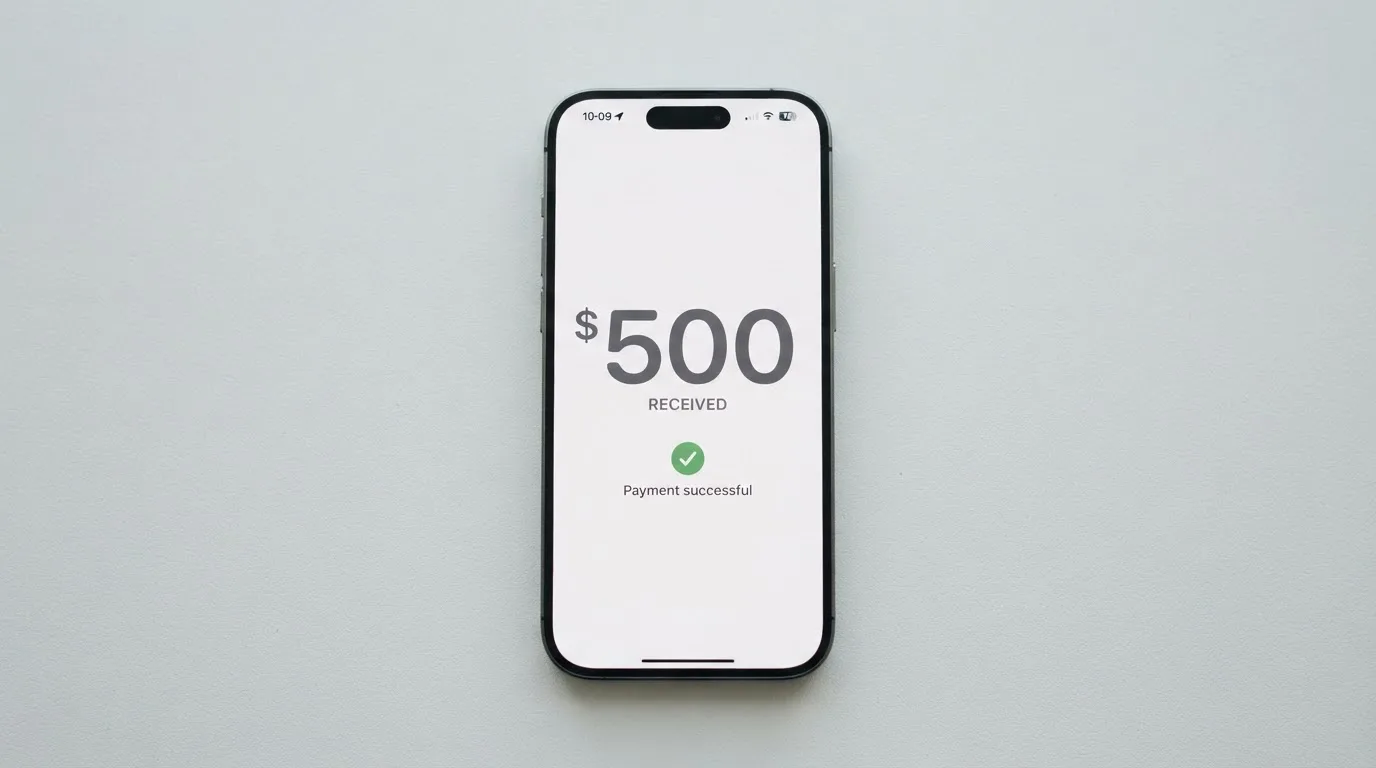 A phone showing a stablecoin transfer screen