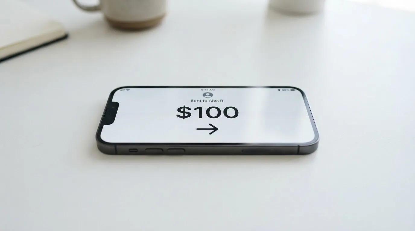 A phone showing a stablecoin transfer screen