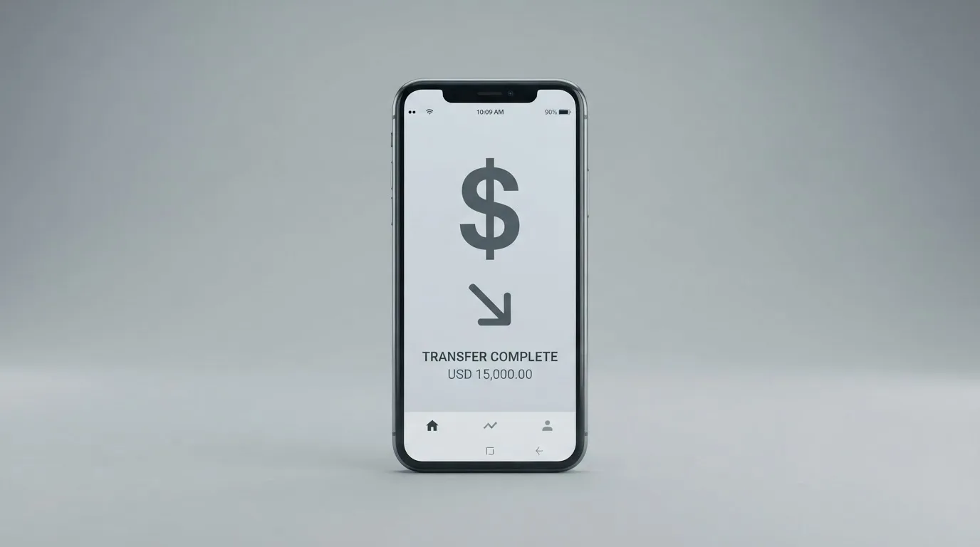 A phone showing a stablecoin transfer screen